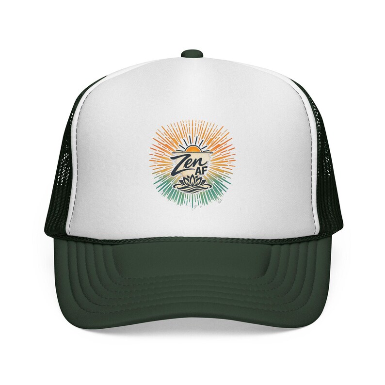 Gorra trucker Zen AF con diseño de rayos de sol / diseño de puesta de sol surfera imagen 6