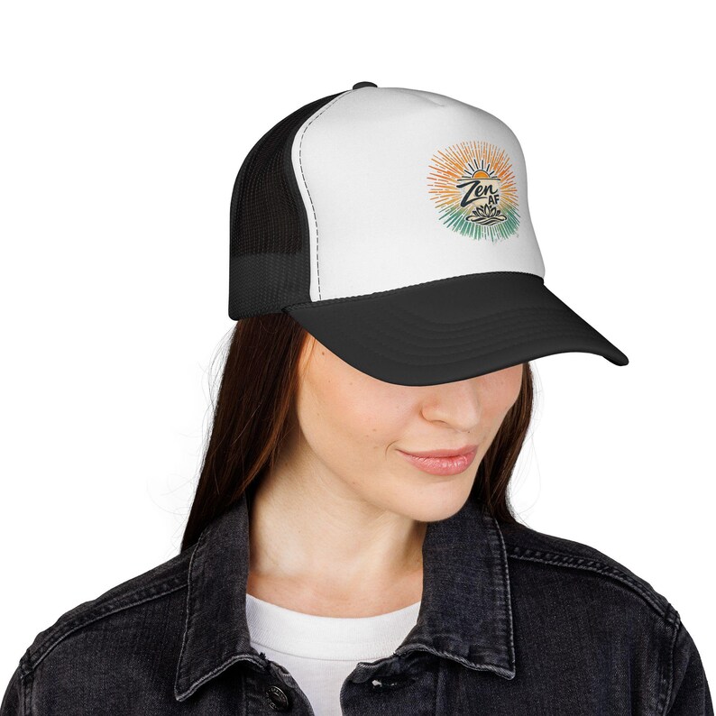 Gorra trucker Zen AF con diseño de rayos de sol / diseño de puesta de sol surfera imagen 4