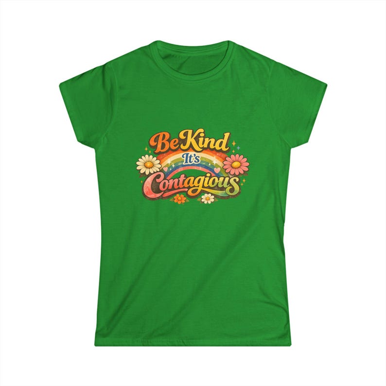 Be Kind It's Contagious tee | Retro Rainbow Flower Shirt Bild 13