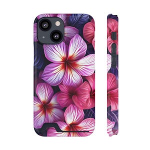 Funda para teléfono con estampado floral de plumeria rosa y tarjetero / Ranura para tarjeta con diseño de flor tropical imagen 9