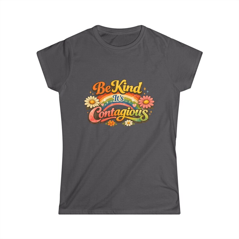 Be Kind It's Contagious tee | Retro Rainbow Flower Shirt Bild 7