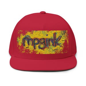 Snapback avec éclaboussures de peinture | Casquette plate brodée | Chapeau street art | Vêtements d'artiste mpgink image 19