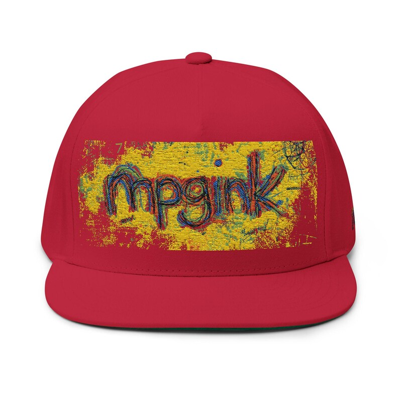 Snapback avec éclaboussures de peinture | Casquette plate brodée | Chapeau street art | Vêtements d'artiste mpgink image 19