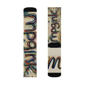 mpgink Graffiti Script Socks | Colorful Scribble Art Crew Socks image 13
