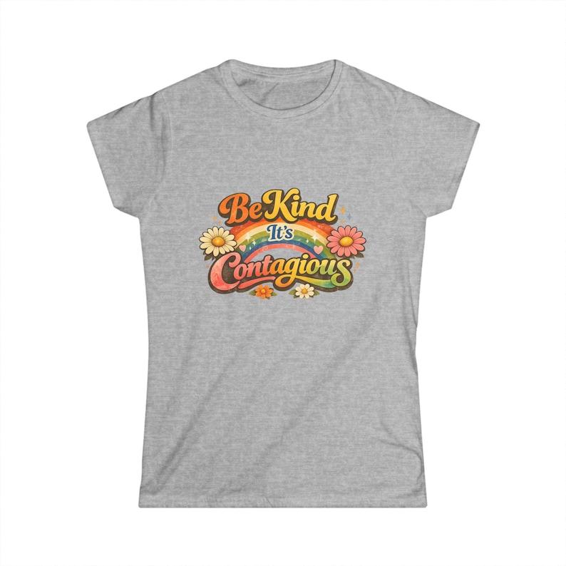 Be Kind It's Contagious tee | Retro Rainbow Flower Shirt Bild 4