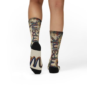 mpgink Graffiti Script Socks | Colorful Scribble Art Crew Socks image 7
