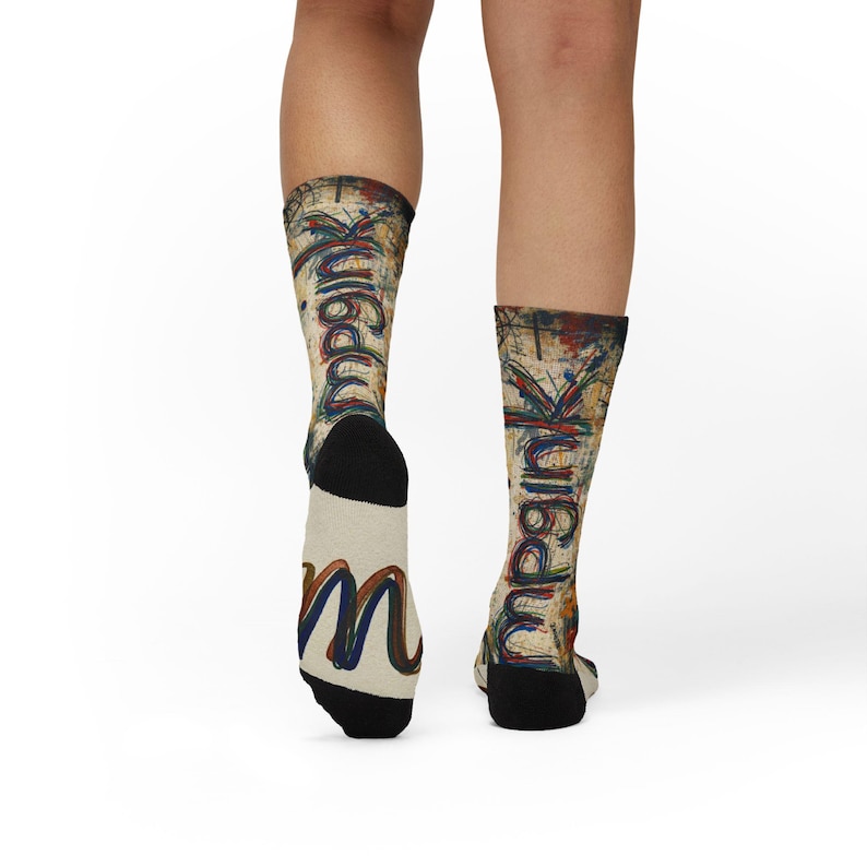 mpgink Graffiti Script Socks | Colorful Scribble Art Crew Socks image 7