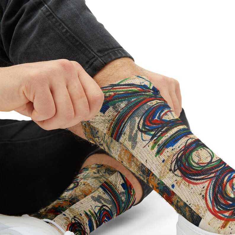 mpgink Graffiti Script Socks | Colorful Scribble Art Crew Socks image 10