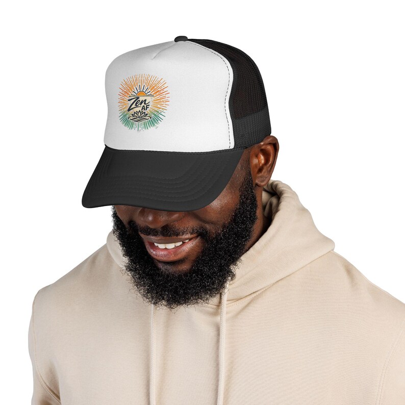 Gorra trucker Zen AF con diseño de rayos de sol / diseño de puesta de sol surfera imagen 5