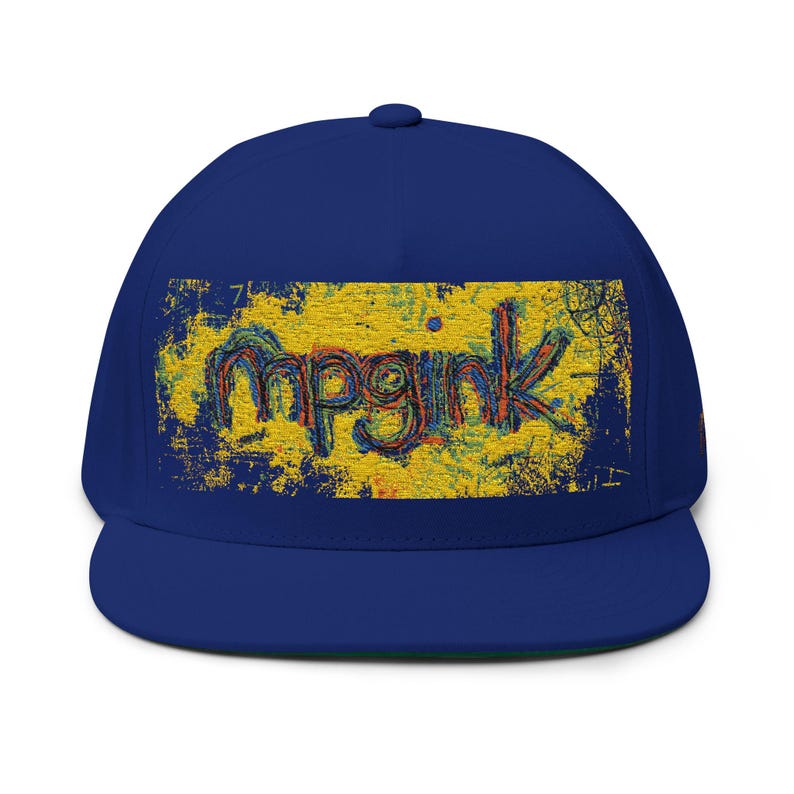 Snapback avec éclaboussures de peinture | Casquette plate brodée | Chapeau street art | Vêtements d'artiste mpgink image 6