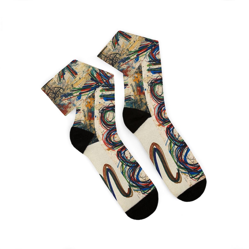 mpgink Graffiti Script Socks | Colorful Scribble Art Crew Socks image 5