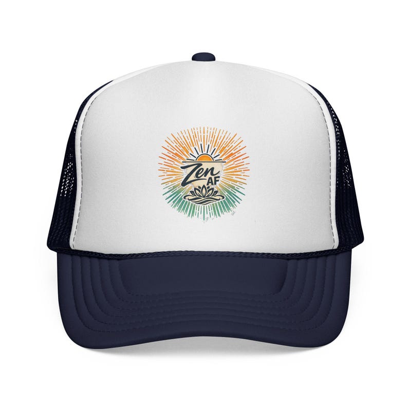 Gorra trucker Zen AF con diseño de rayos de sol / diseño de puesta de sol surfera imagen 7