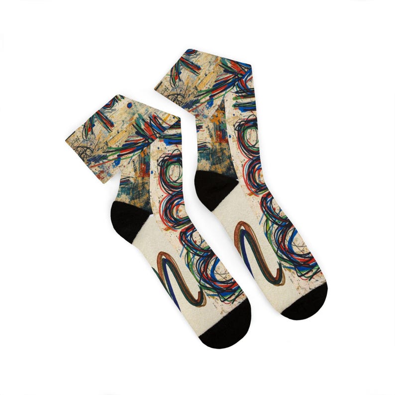 mpgink Graffiti Script Socks | Colorful Scribble Art Crew Socks image 15
