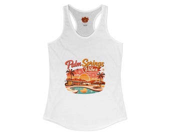Womens Palm Springs Good Vibes Tank Top Retro Desert Modern Racerback