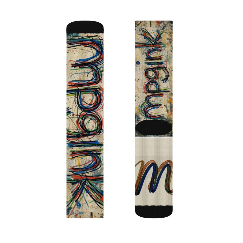 mpgink Graffiti Script Socks | Colorful Scribble Art Crew Socks image 14
