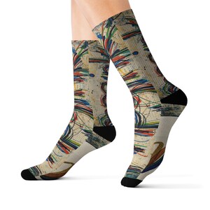 mpgink Graffiti Script Socks | Colorful Scribble Art Crew Socks image 1