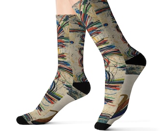 mpgink Graffiti Script Socks | Colorful Scribble Art Crew Socks