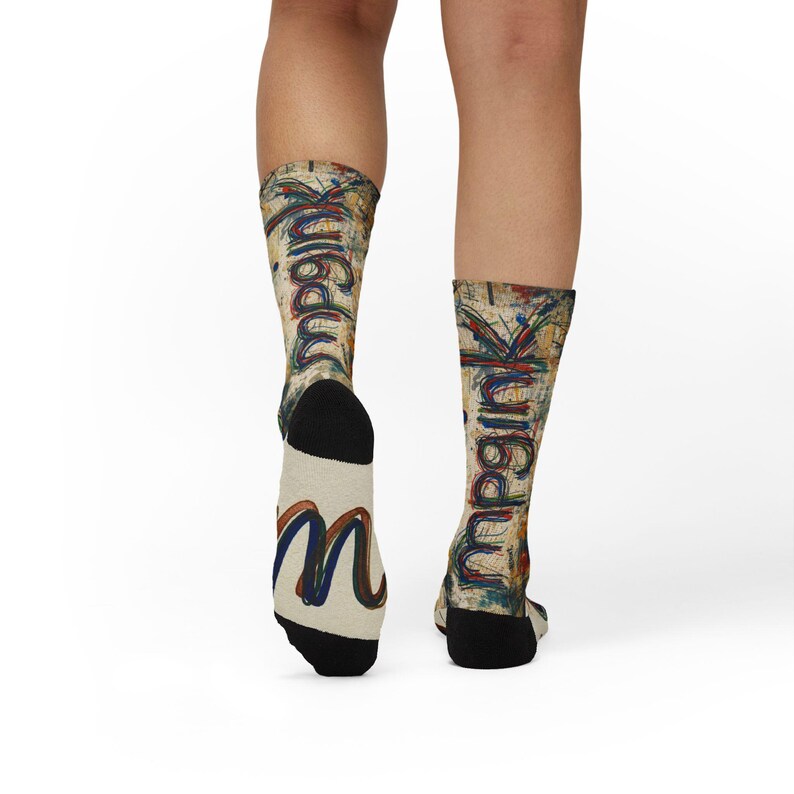 mpgink Graffiti Script Socks | Colorful Scribble Art Crew Socks image 17