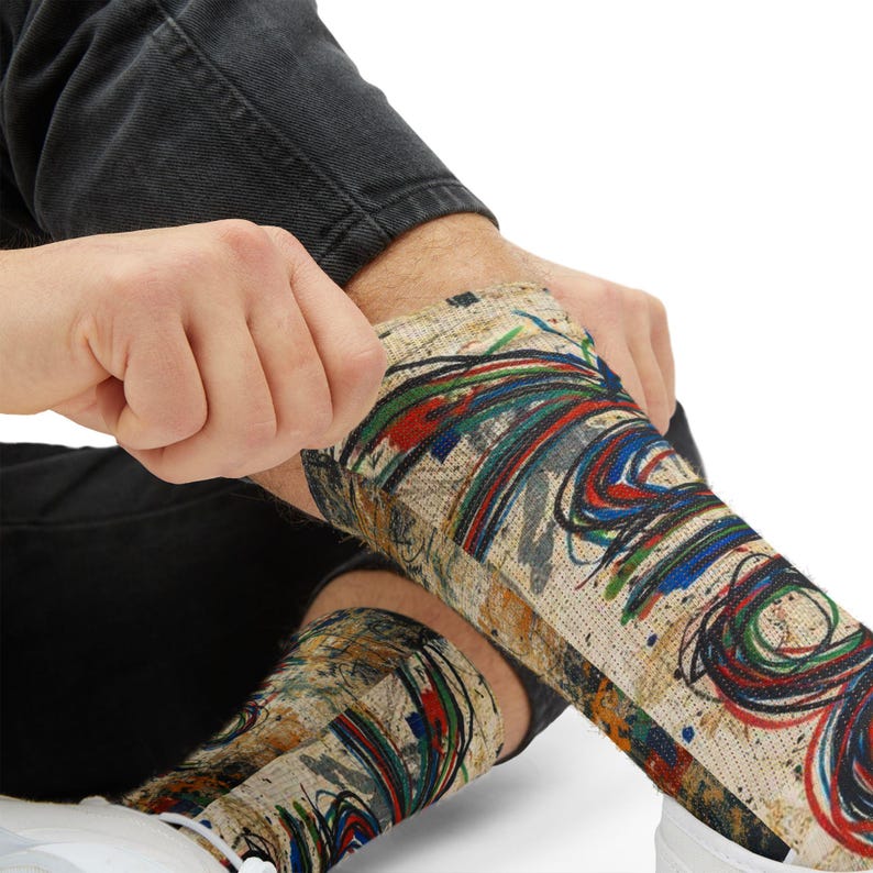 mpgink Graffiti Script Socks | Colorful Scribble Art Crew Socks image 20