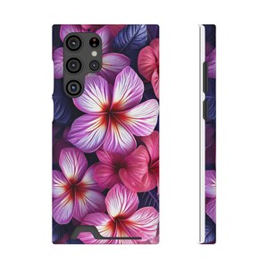 Funda para teléfono con estampado floral de plumeria rosa y tarjetero / Ranura para tarjeta con diseño de flor tropical imagen 6