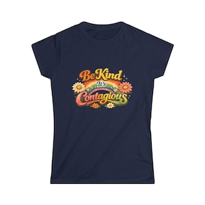 Be Kind It's Contagious tee | Retro Rainbow Flower Shirt Bild 11