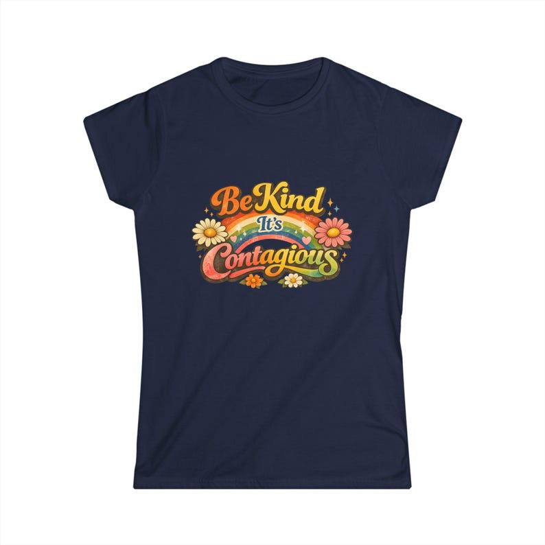 Be Kind It's Contagious tee | Retro Rainbow Flower Shirt Bild 11