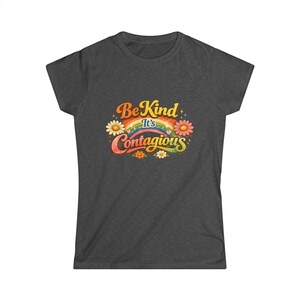 Be Kind It's Contagious tee | Retro Rainbow Flower Shirt Bild 6