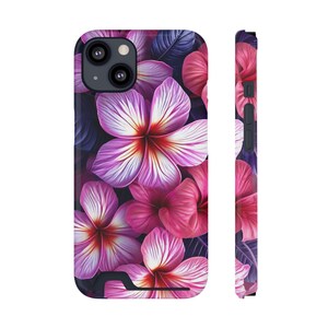 Funda para teléfono con estampado floral de plumeria rosa y tarjetero / Ranura para tarjeta con diseño de flor tropical imagen 7