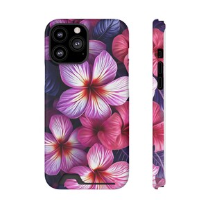 Funda para teléfono con estampado floral de plumeria rosa y tarjetero / Ranura para tarjeta con diseño de flor tropical imagen 14