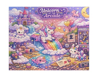 Unicorn Arcade Puzzle | Whimsical Castle, Rainbows, Critters (110 Pieces)