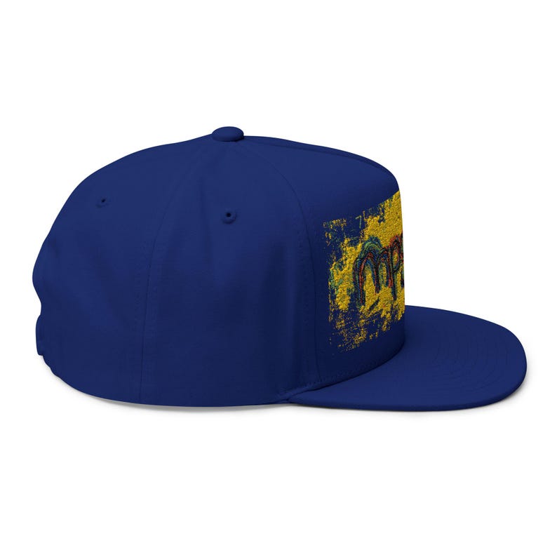 Snapback avec éclaboussures de peinture | Casquette plate brodée | Chapeau street art | Vêtements d'artiste mpgink image 9