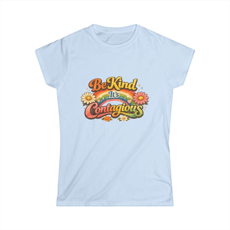 Be Kind It's Contagious tee | Retro Rainbow Flower Shirt Bild 8