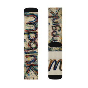mpgink Graffiti Script Socks | Colorful Scribble Art Crew Socks image 4