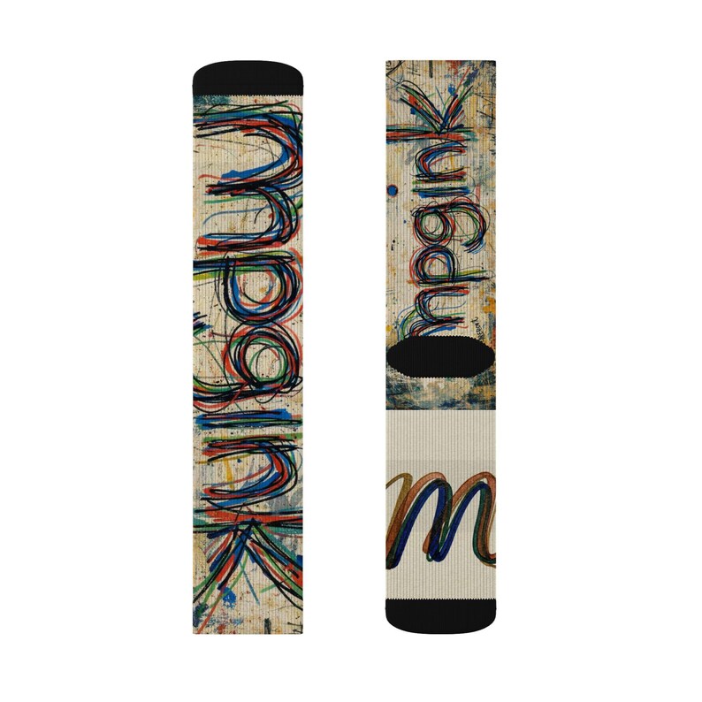 mpgink Graffiti Script Socks | Colorful Scribble Art Crew Socks image 4