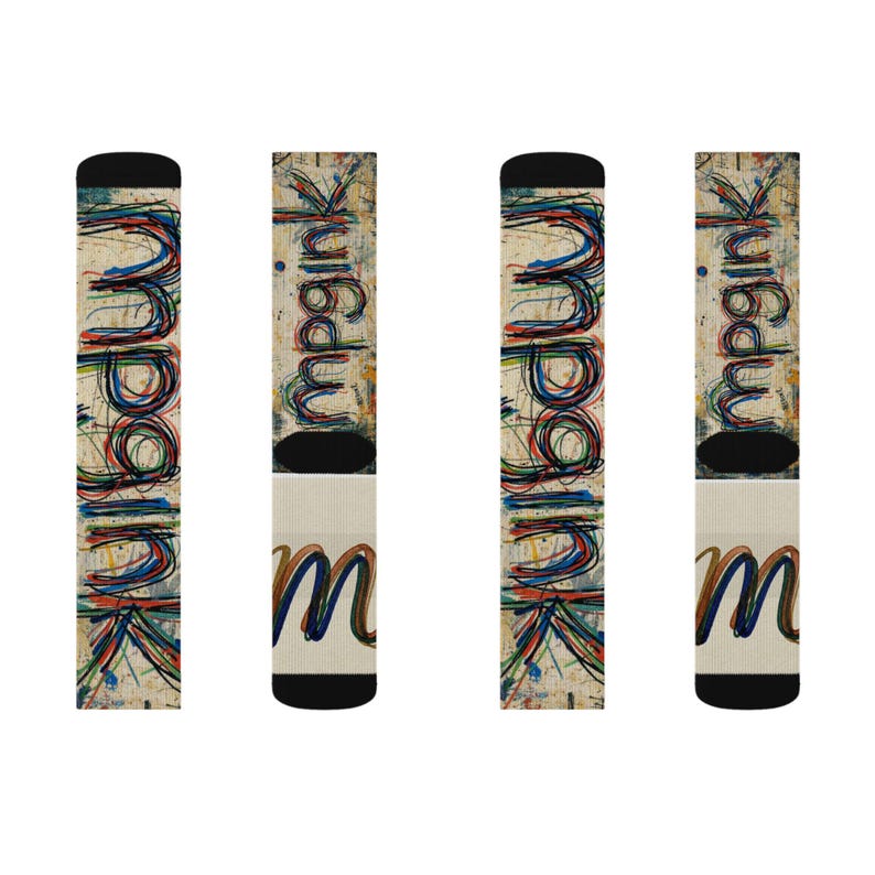 mpgink Graffiti Script Socks | Colorful Scribble Art Crew Socks image 12