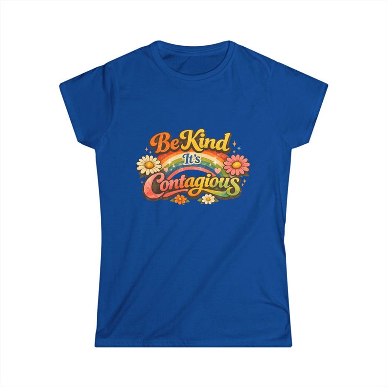 Be Kind It's Contagious tee | Retro Rainbow Flower Shirt Bild 9