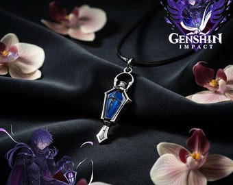 Collana con ciondolo Lightkeepers di Flins di Genshin Impact, accessorio per zaino in metallo per cosplay anime, regalo di Halloween
