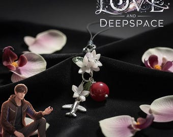 Portachiavi con ciondolo a forma di fiore di Caleb di Love and Deepspace, portachiavi anime per cosplay, cordino per cellulare, accessorio unisex, regalo