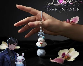 Portachiavi Zayne di Love and Deepspace con pupazzo di neve, ciondolo in resina Kawaii per cellulare, portachiavi anime cosplay, regalo per borsa