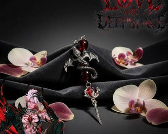 Amore e spazio profondo Sylus Dragon Ciondolo per telefono Charm per cellulare con perline alla moda Portachiavi con cordino per cellulare Decorazione per borsa Portachiavi per biglietti di auguri Accessorio anime Otome