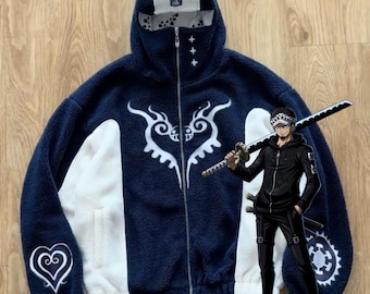Trafalgar Law One Piece Hoodie – Heart Pirates Sherpa Fleece Jacket, Anime Cosplay Apparel