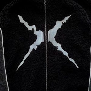One Piece Luffy Black Fleece Bomber Jacket – Straw Hat Embroidered Streetwear image 4