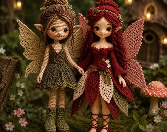 2-in-1 Fairy Crochet Doll Pattern Bundle, Amigurumi PDF, Moonlight & Flower Fairy Doll,English Instant Download.