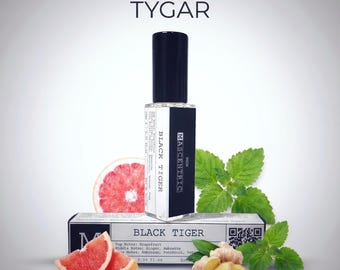 BLACK TIGER – Inspirado en Tygar - Perfume fresco cítrico almizclado para hombre – Fragancia – Extrait de Parfum