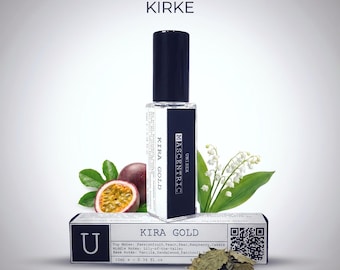 KIRA GOLD – Inspirado en Kirke - Perfume dulce y afrutado unisex – Fragancia – Tamaño viaje de 10 ml