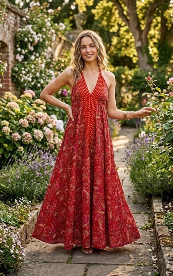 halter neck dress indian Indian Ethnic Women's Tashi Halter Neck Cotton Maxi Dress 6XL