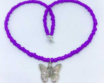 Purple & Silver colour butterfly charm necklace gift  ladies butterfly necklace butterfly charm pendant Purple Butterfly Pendant