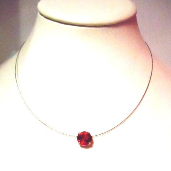 Single Stone Light Red Glass Chaton Rhinestone Pendant Fashion Trend Minimalist Necklace by JulieDeeleyJewellery on Etsy Ladies Jewelry