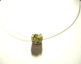 Necklace Single Stone Light Yellow Jonquil Glass Rhinestone Chaton Pendant by JulieDeeleyJewellery on Etsy Ladies Handmade Necklace Gift