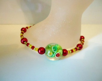 Red Green and Yellow Party Glass Bead Bracelet app 7 inches Ladies Jewellery Gifts for her Ladies handmade bracelet party bracelet